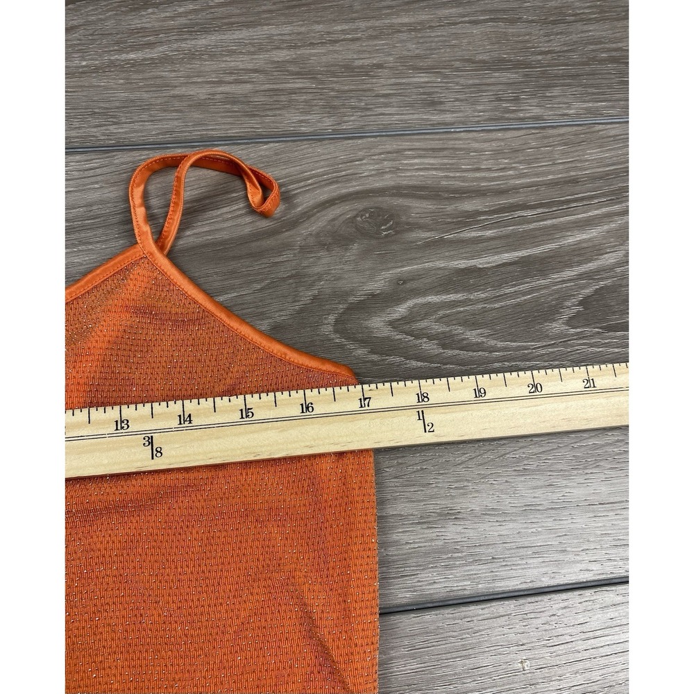 Express Women's Sleeveless Metallic V Neck Camisole Tank Top Orange Large New - Picture 7 of 8